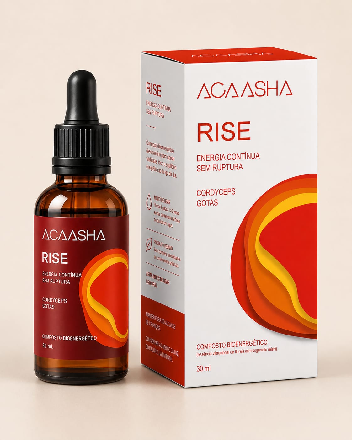 Frasco e embalagem do Acaasha Rise