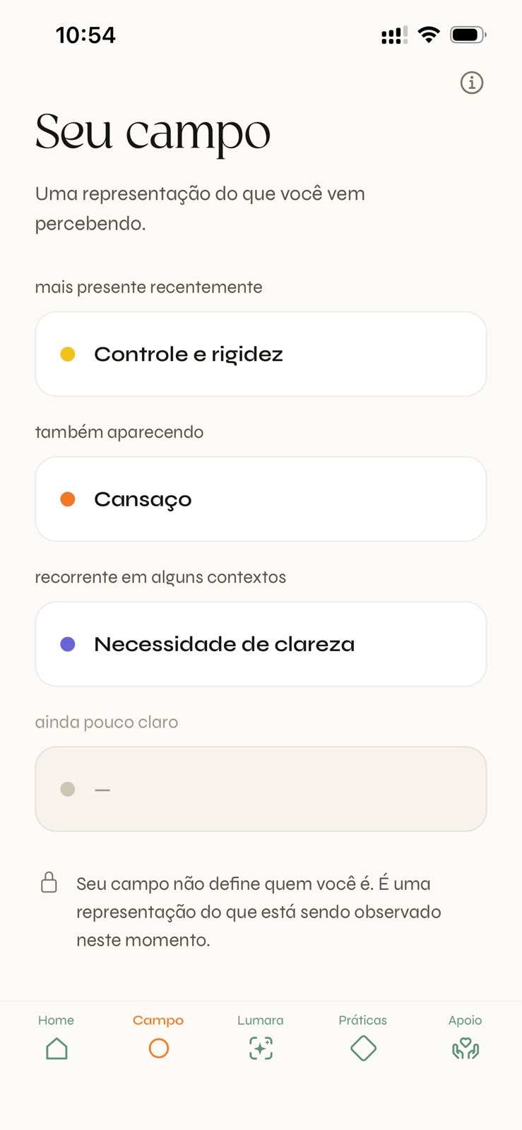 Tela do Check-in para observar o estado atual